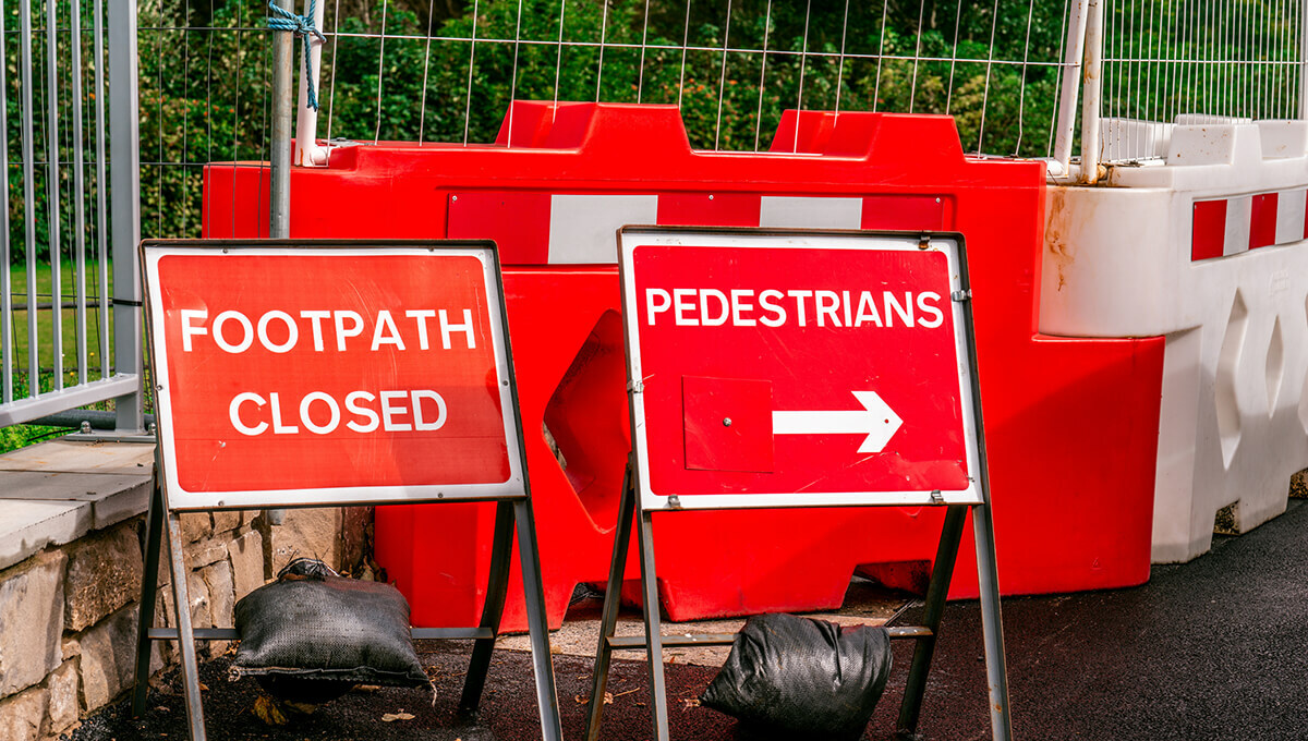 Road works - pedestrian footpath closed