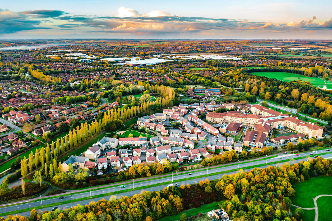 Aerial view of town