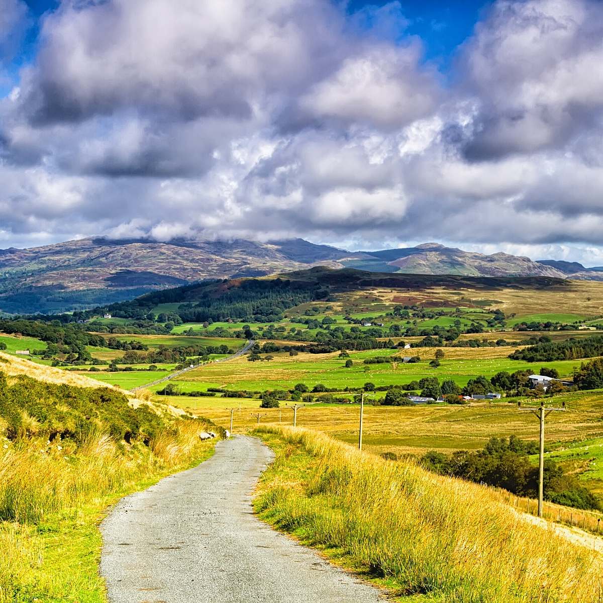 Ss road view to mountains in snowdonia national park in north wales of the united kingdom snowdonia is a mountain range and a region in north of wales europe
