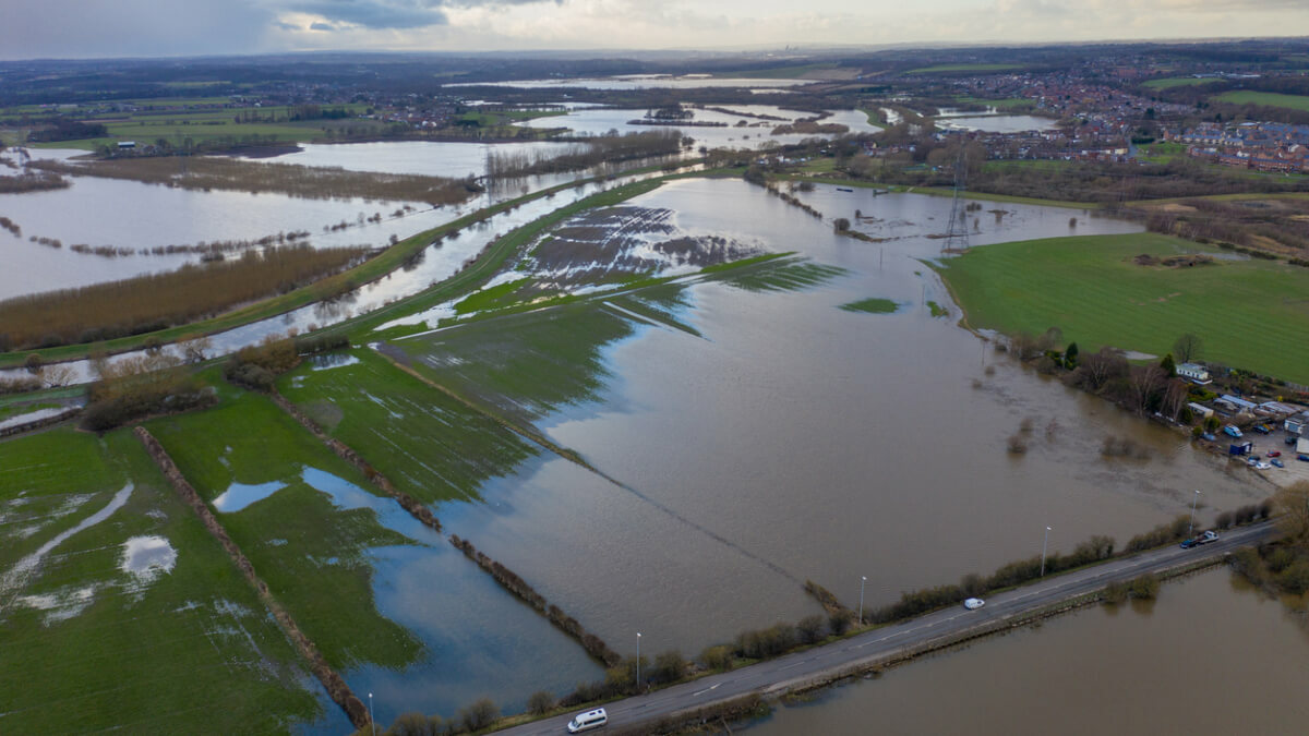 Aerial Photo - Extensive Flooding - Allerton Bywater, Castleford, Leeds