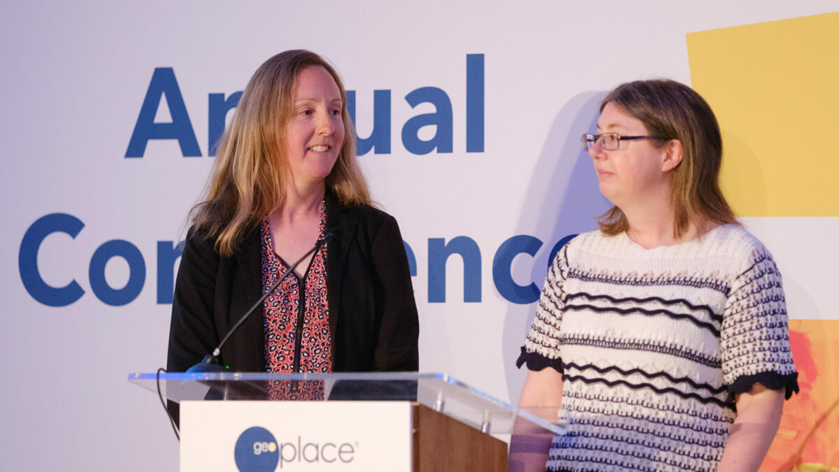 Rachel Antcliffe, Deputy Principal Chair of the DCA Regional Address Group, Kerry Pearce, National Address Data Manager, GeoPlace