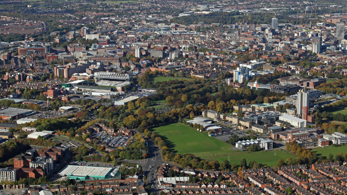 Leicester Skyline Aerial View