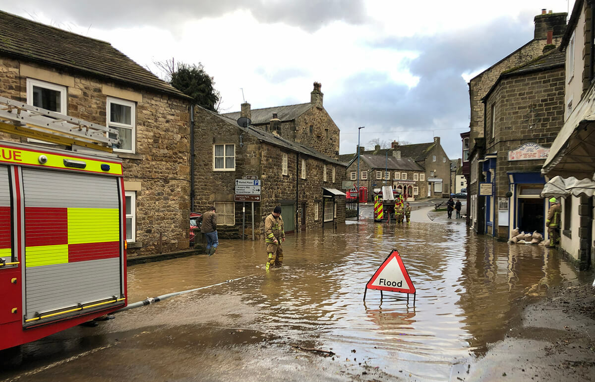 Emergency services attending flooding