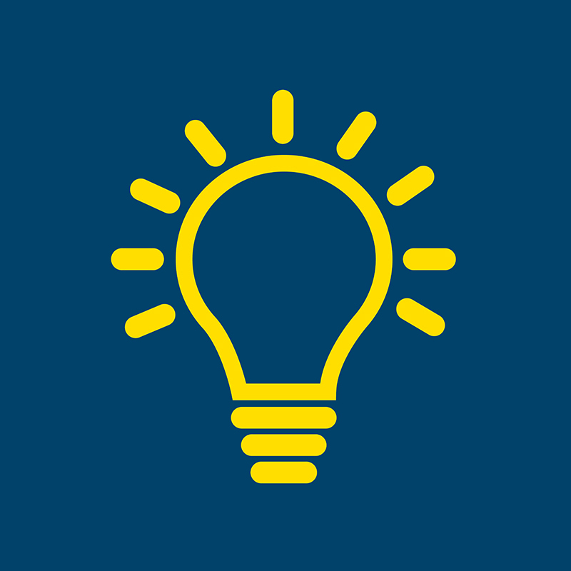 Lightbulb icon yellow blue