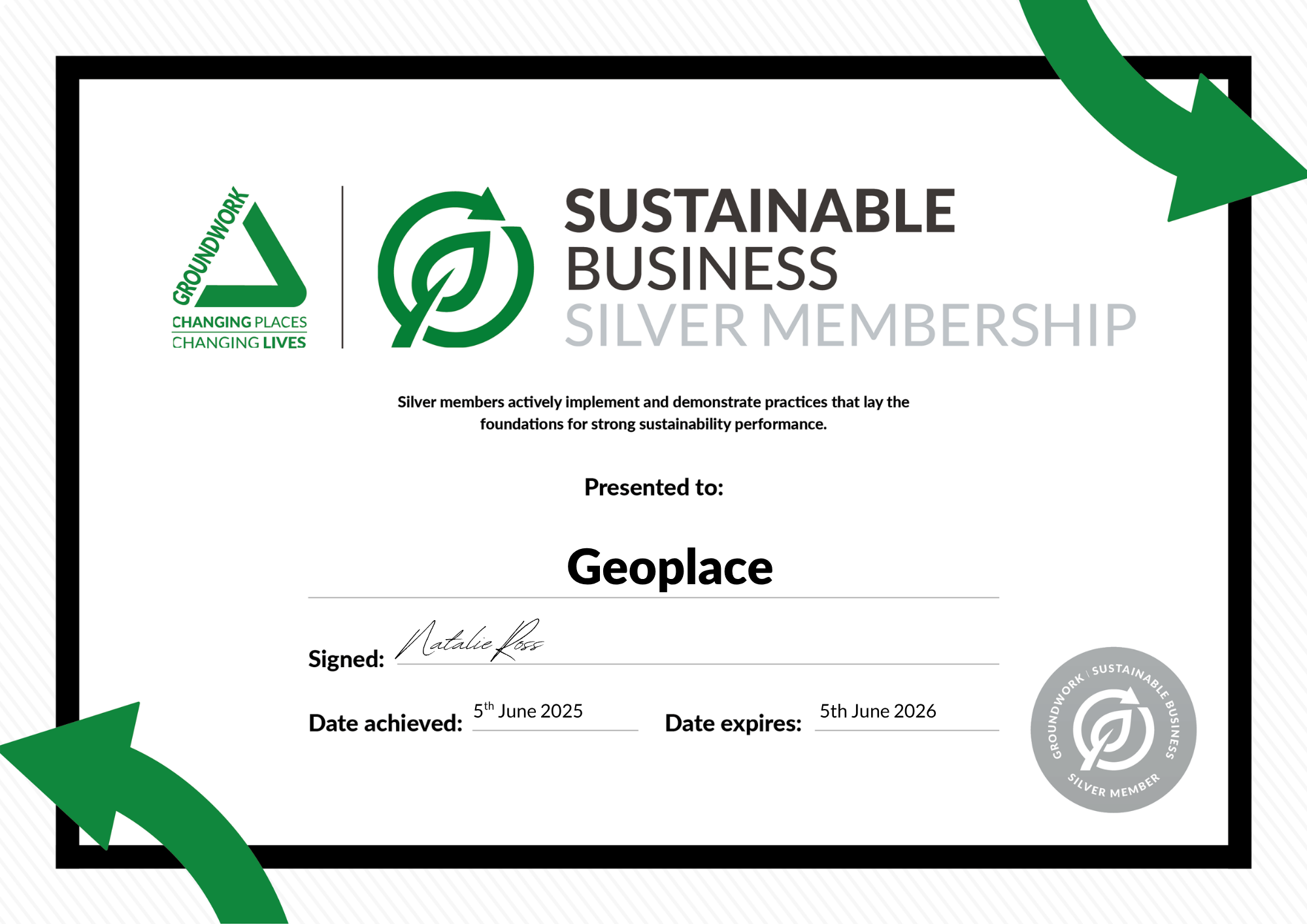Sustainable Business - Silver Membership Achieved