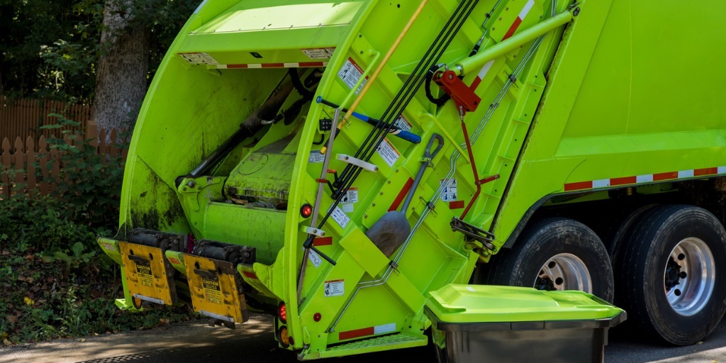 truck for mixed domestic waste collection in residential street